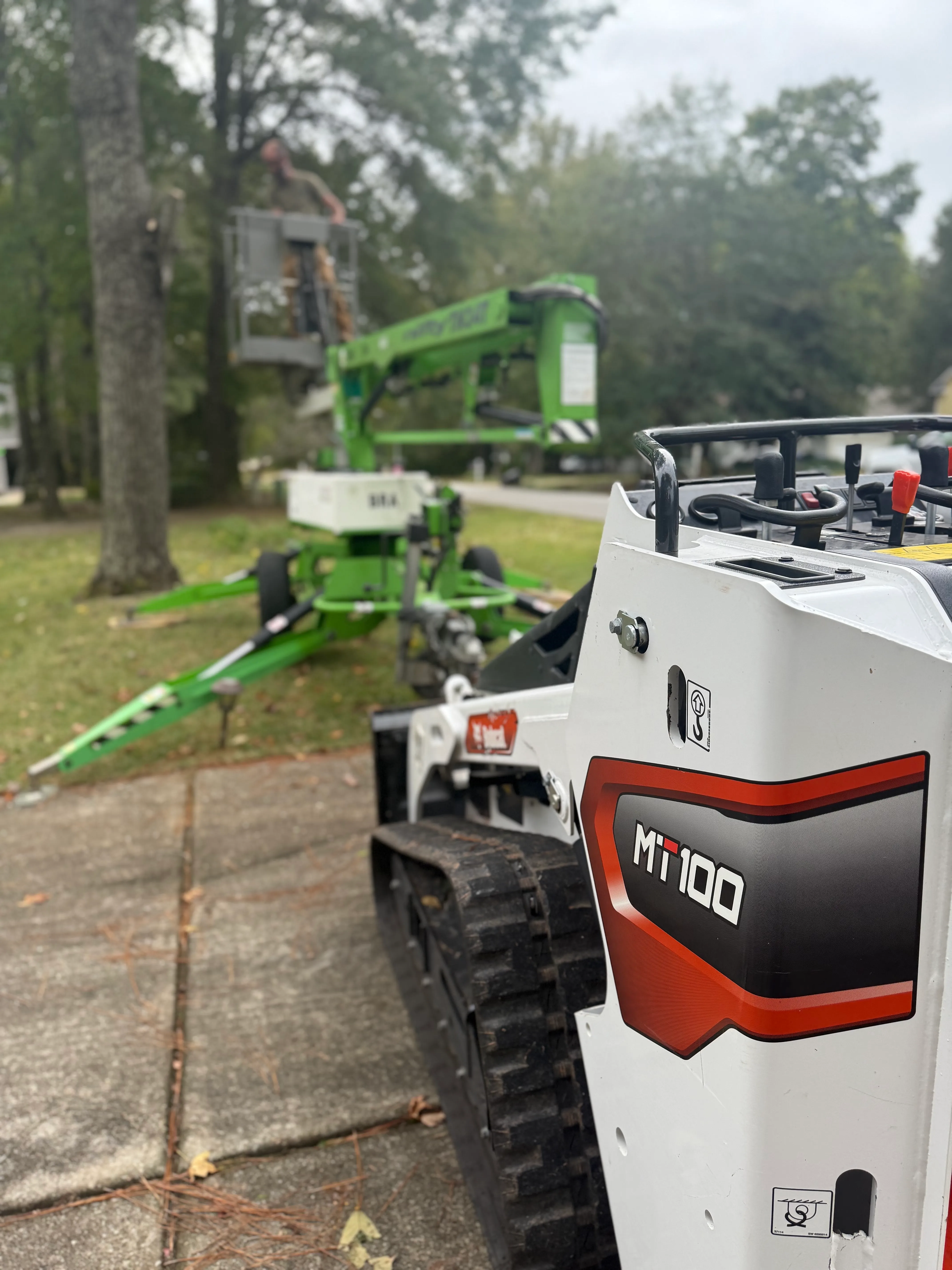 Tree maintenance equipment in action